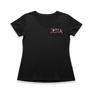 District Made XL Black Womens V-Neck T-Shirt Breast Cancer Awareness Casual